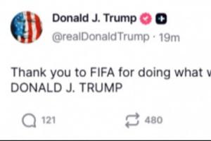 特朗普对FIFA纠正重大不公表示感谢